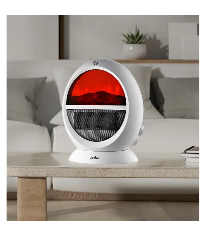 Calefactor de Suelo Vertical Oscilante MONGOL Efecto Fuego 2000W Blanco