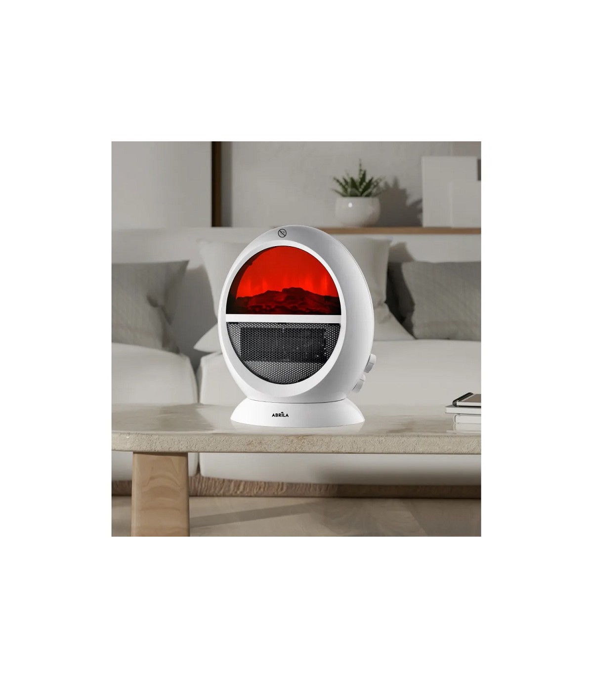 Calefactor de Suelo Vertical Oscilante MONGOL Efecto Fuego 2000W Blanco