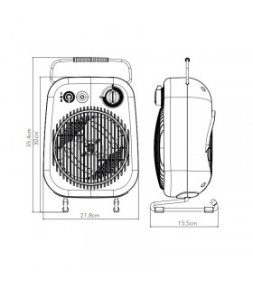 Calefactor de Suelo Vertical MARTINICA 2000W Blanco/Negro