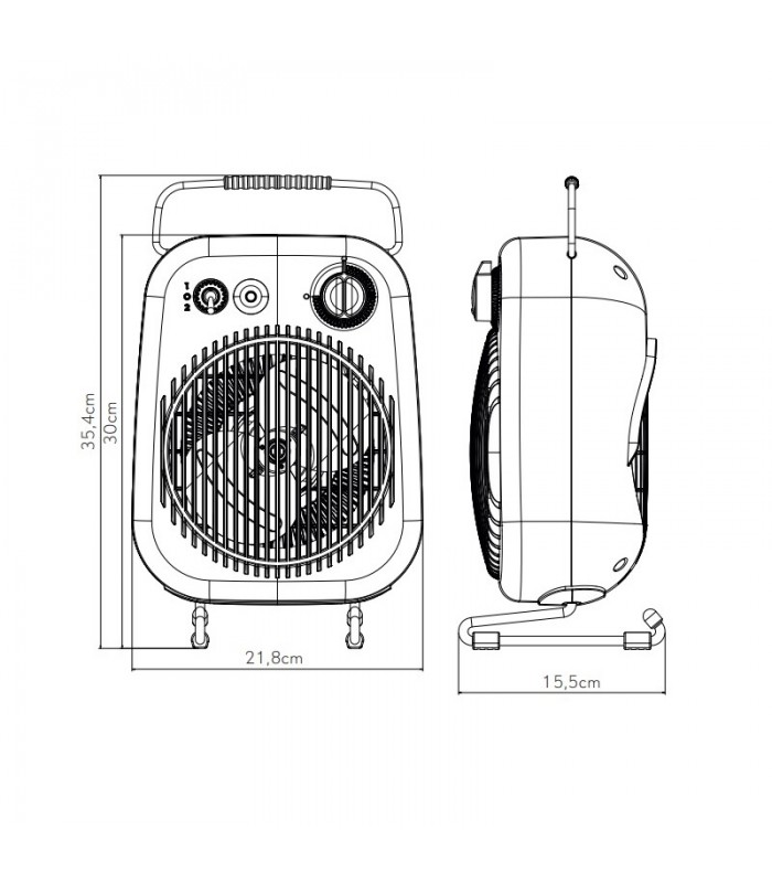 Calefactor de Suelo Vertical MARTINICA 2000W Gris/Negro