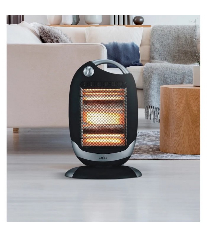 Estufa de pie Halógena Giratoria CANDENTE Max. 1200W 3 Tubos Negro/Plata