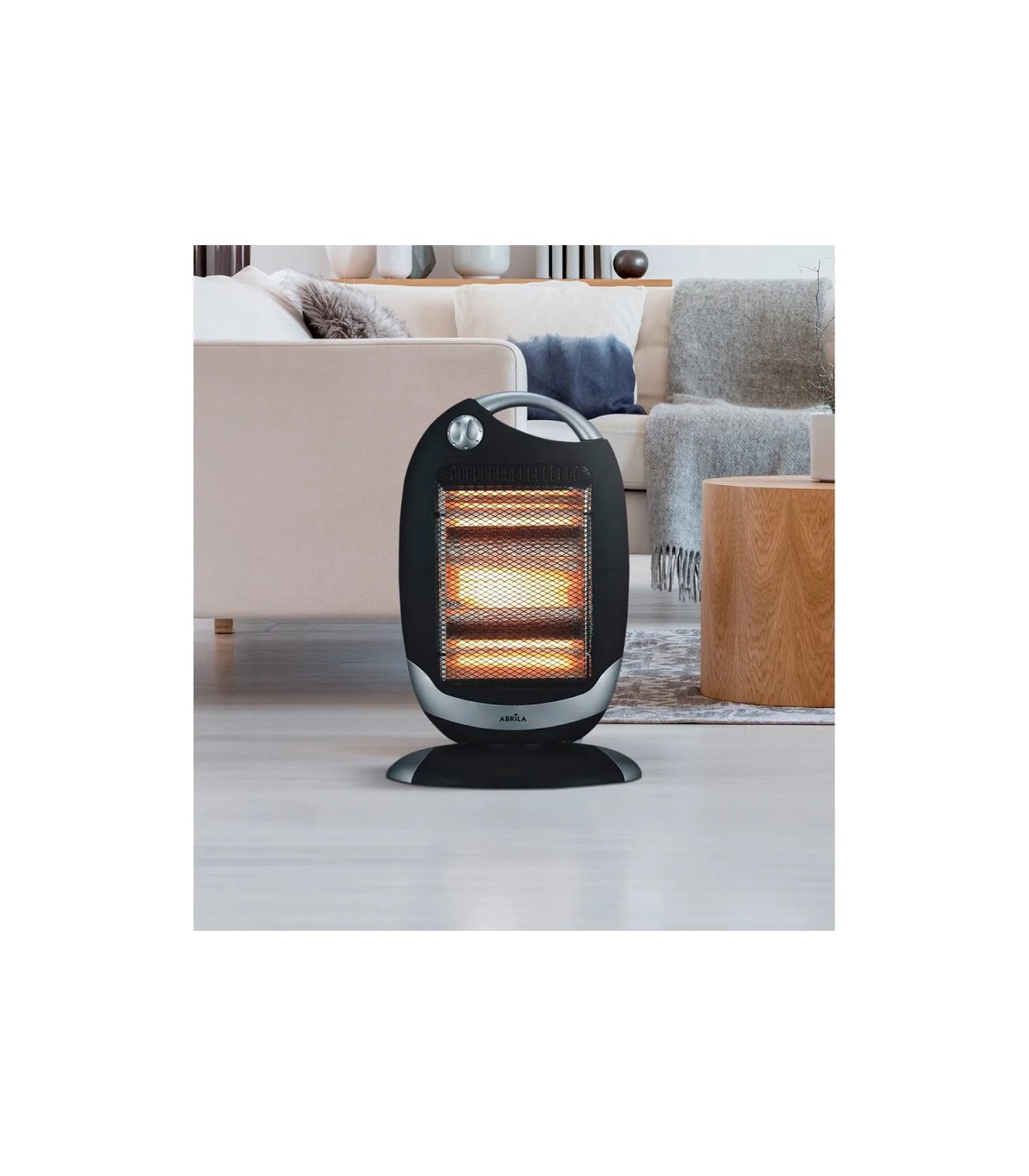 Estufa de pie Halógena Giratoria CANDENTE Max. 1200W 3 Tubos Negro/Plata