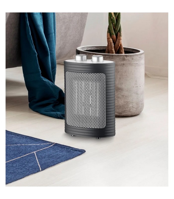 Calefactor de Suelo Vertical CERAMICO TOR 1500W Negro/Plata