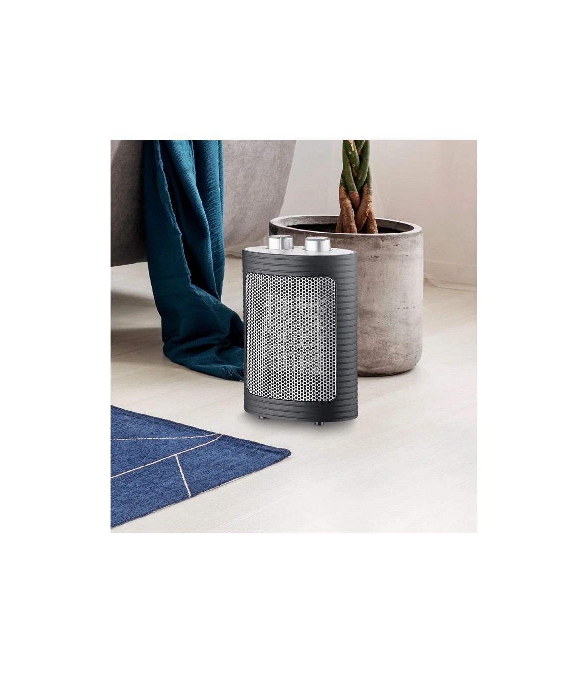 Calefactor de Suelo Vertical CERAMICO TOR 1500W Negro/Plata