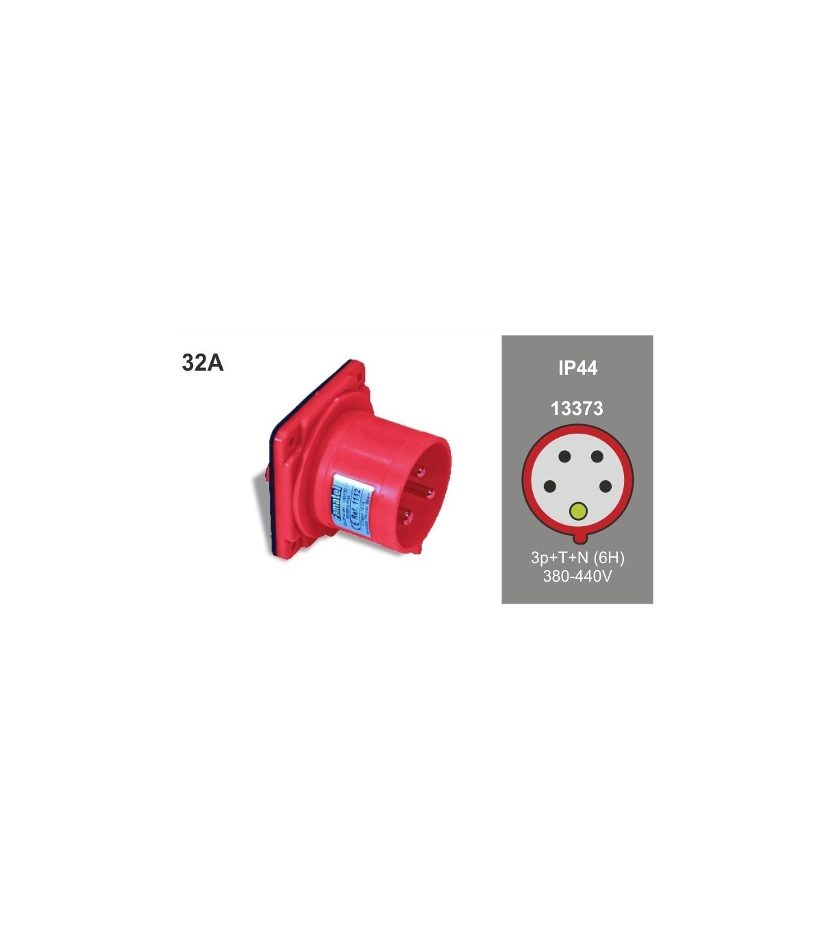 Clavija Fija Cuadro Recta CETAC 3P+N+T 32A 400V 6H IP44