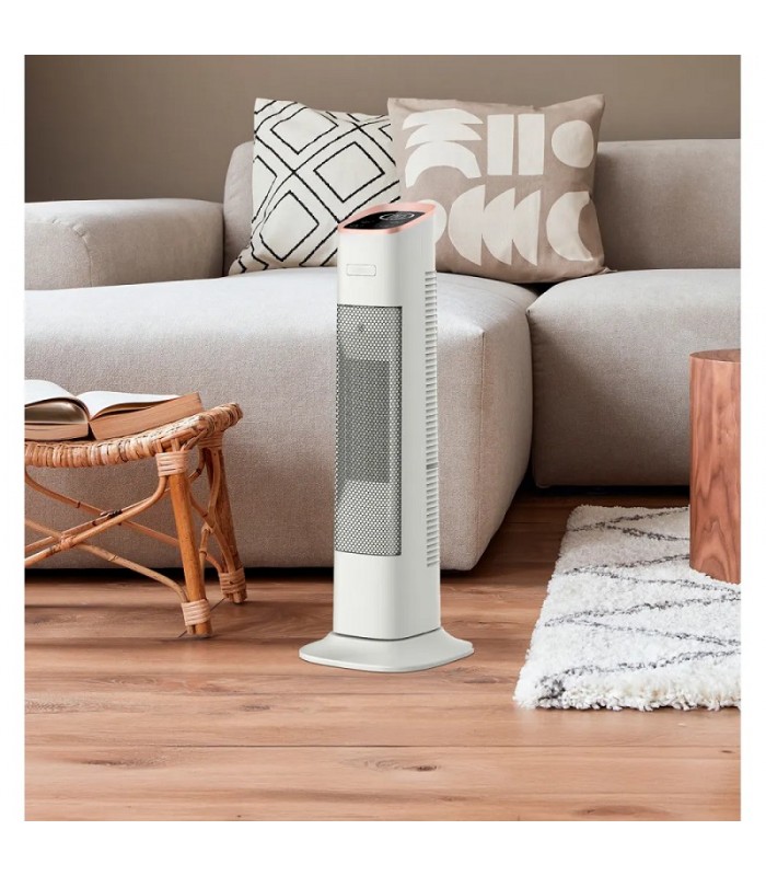 Calefactor Cerámico Oscilante VERTICAL 2000W Blanco/Oro
