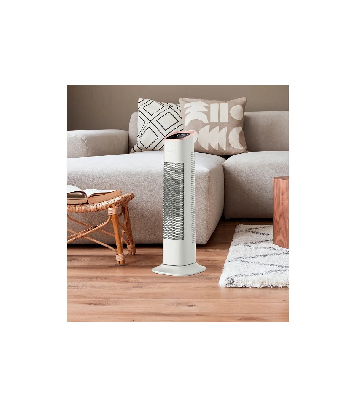 Calefactor Cerámico Oscilante VERTICAL 2000W Blanco/Oro