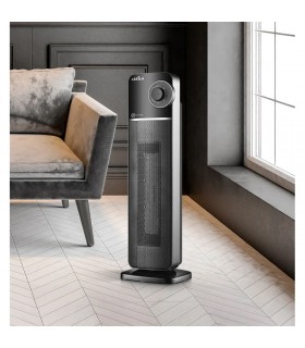 Calefactor Vertical Cerámico Oscilante BEQUIA 2000W Negro/Plata