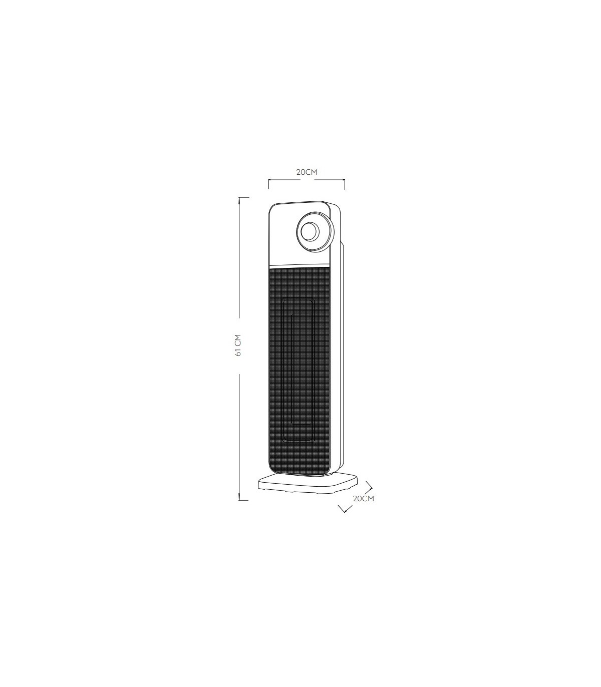 Calefactor Vertical Cerámico Oscilante BEQUIA 2000W Negro/Plata
