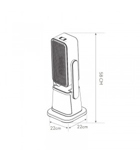 Calefactor Vertical Cerámico Oscilante SIMONETA Efecto Fuego 2000W Blanco/Negro