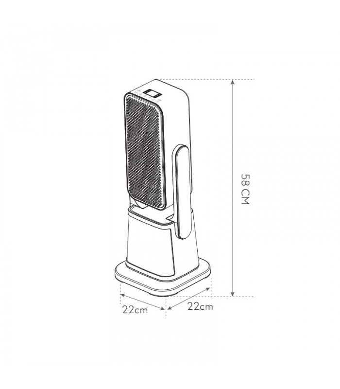 Calefactor Vertical Cerámico Oscilante SIMONETA Efecto Fuego 2000W Blanco/Negro
