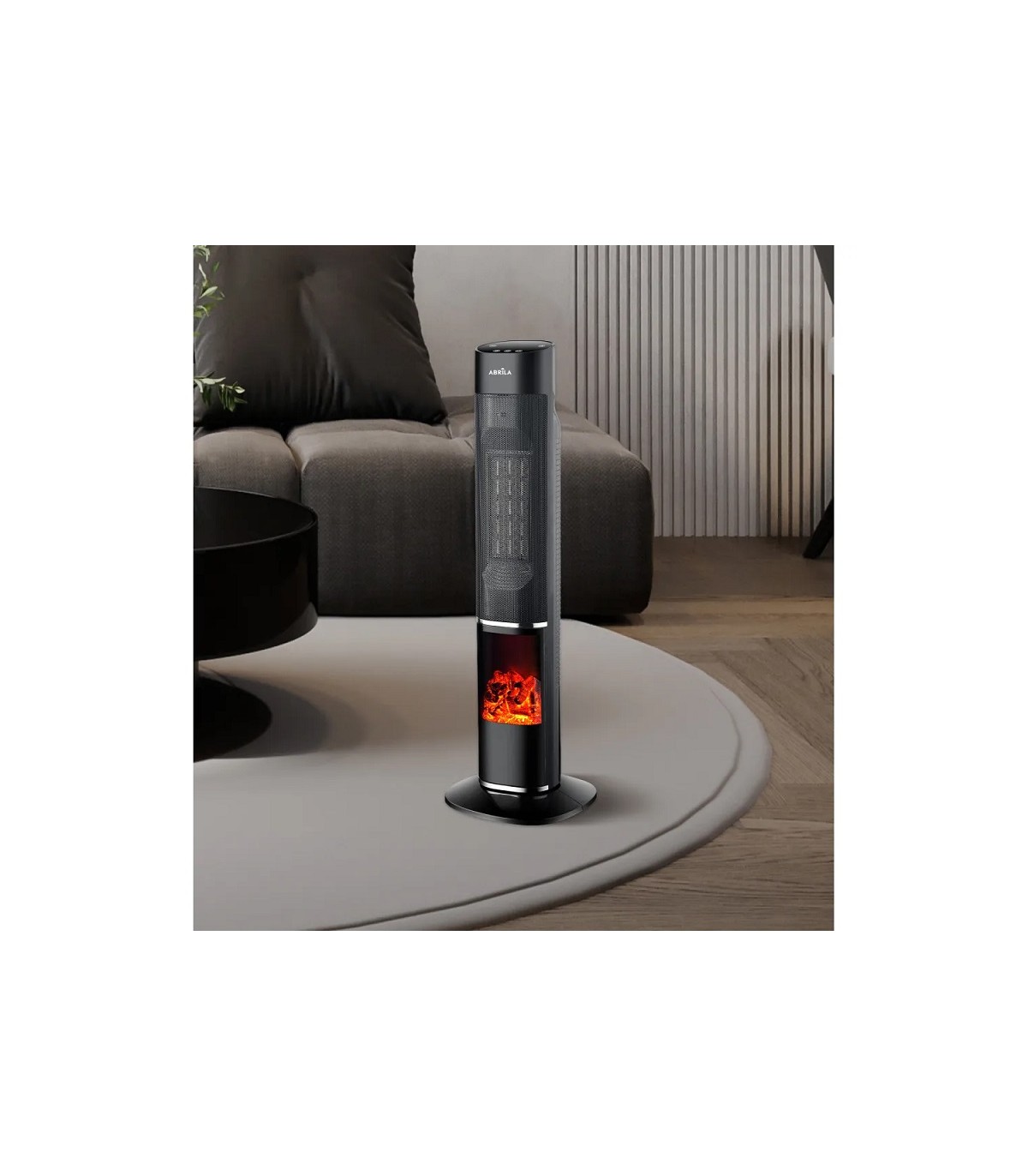 Calefactor Vertical Cerámico Oscilante MELODIA Efecto Fuego 2000W Negro