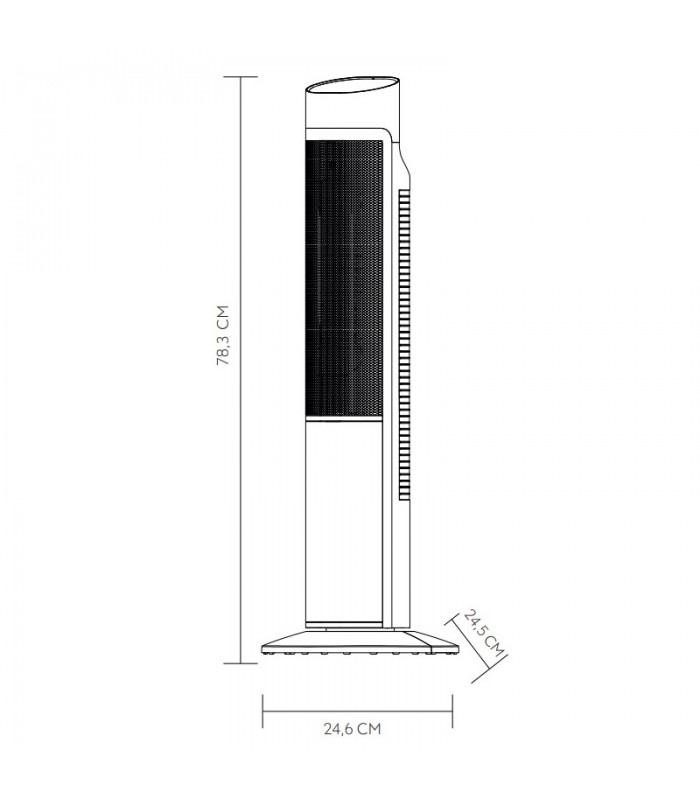 Calefactor Vertical Cerámico Oscilante MELODIA Efecto Fuego 2000W Negro