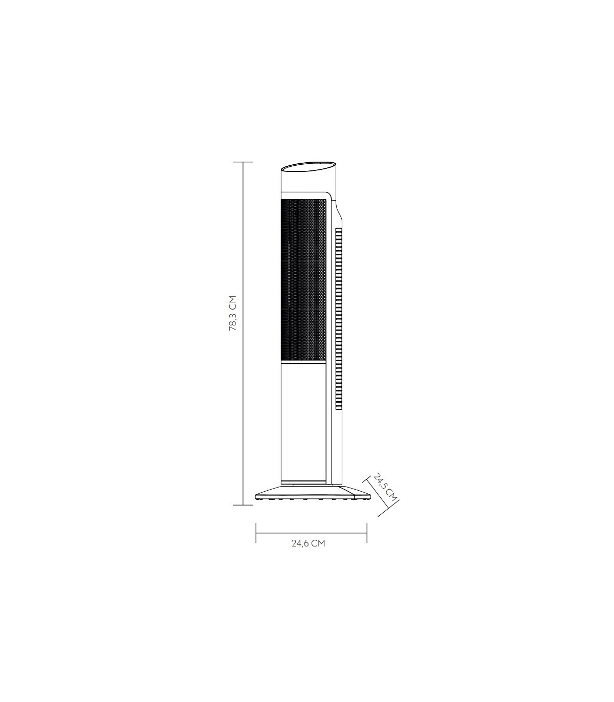 Calefactor Vertical Cerámico Oscilante MELODIA Efecto Fuego 2000W Negro