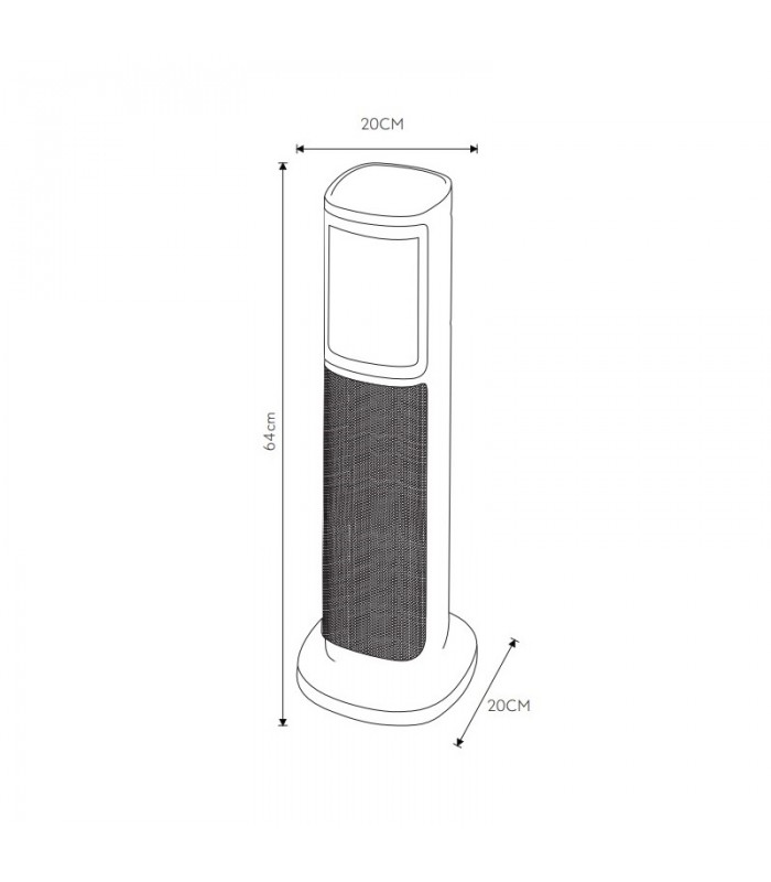 Calefactor Vertical Cerámico Oscilante ENEBRO Efecto Fuego 2000W Negro