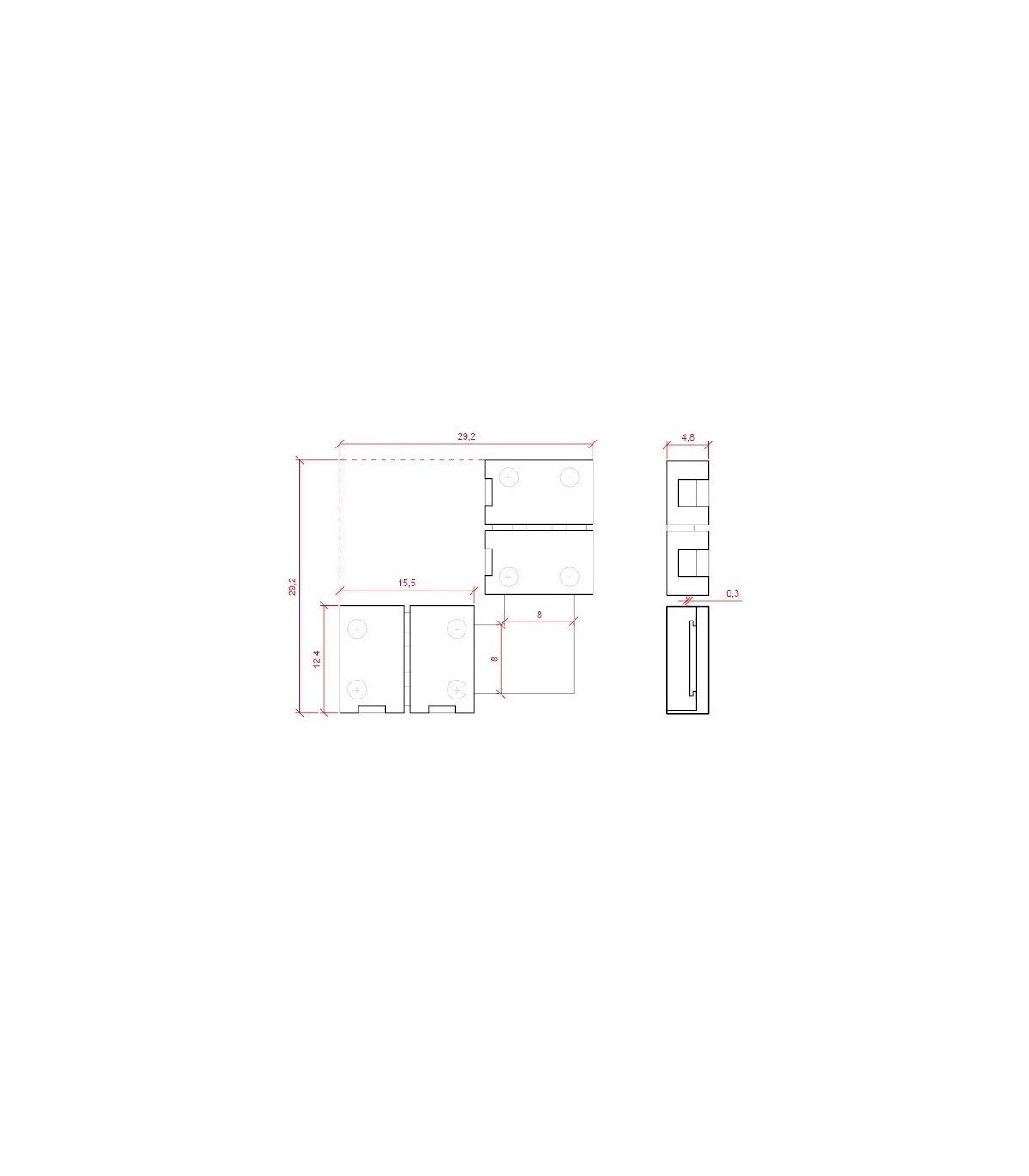 Ficha en forma de L para unir tiras de LED 8mm