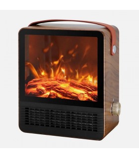 Calefactor de Suelo Cerámico CALETA Efecto Fuego 1500W Marrón/Madera