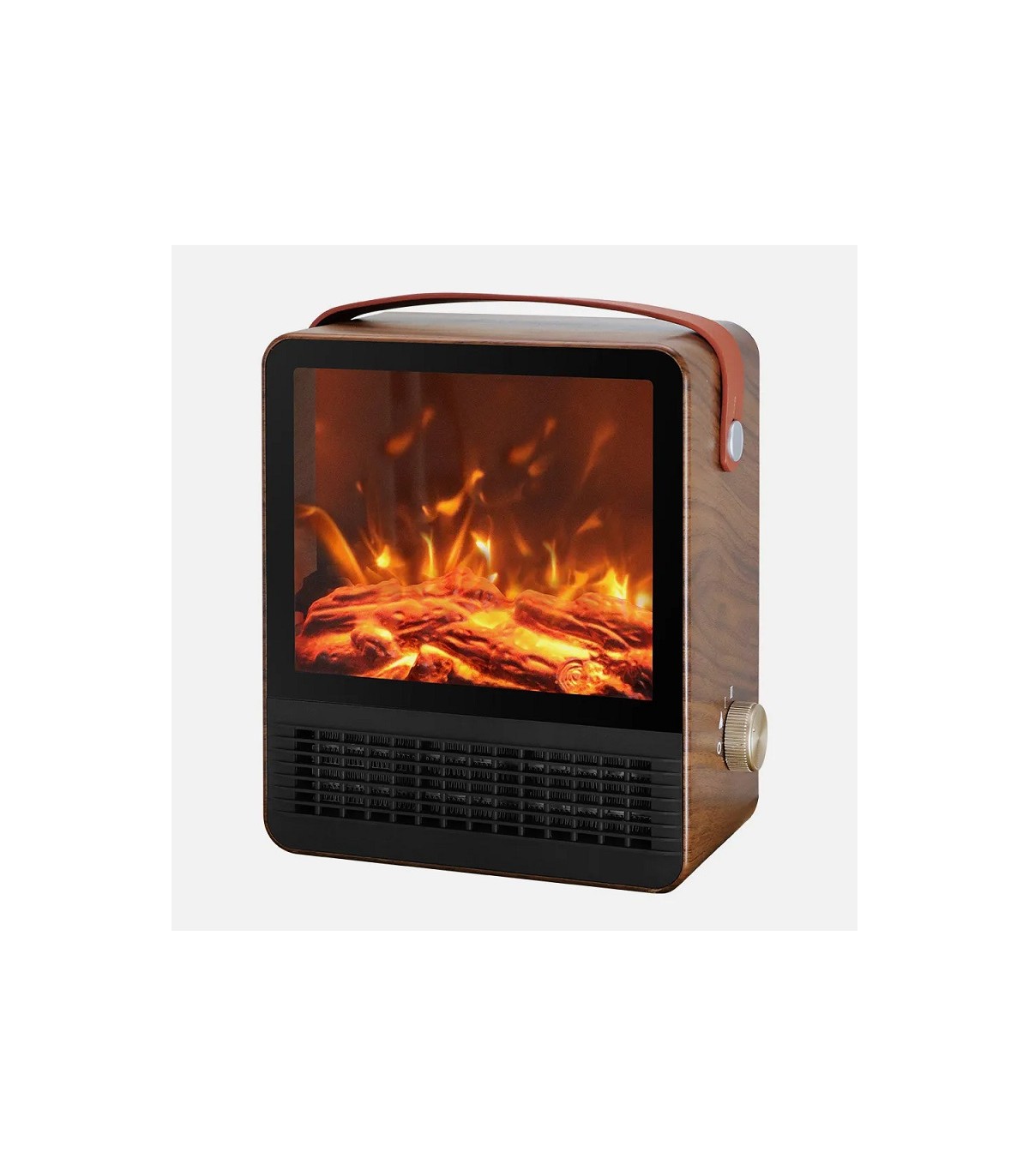 Calefactor de Suelo Cerámico CALETA Efecto Fuego 1500W Marrón/Madera