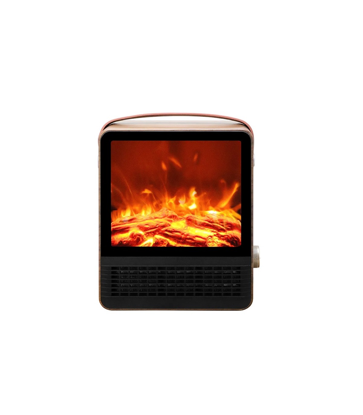Calefactor de Suelo Cerámico CALETA Efecto Fuego 1500W Marrón/Madera