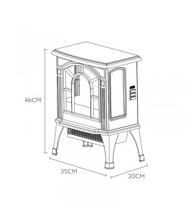 Calefactor Cerámico ABADIA Efecto Chimenea 1500W Negro