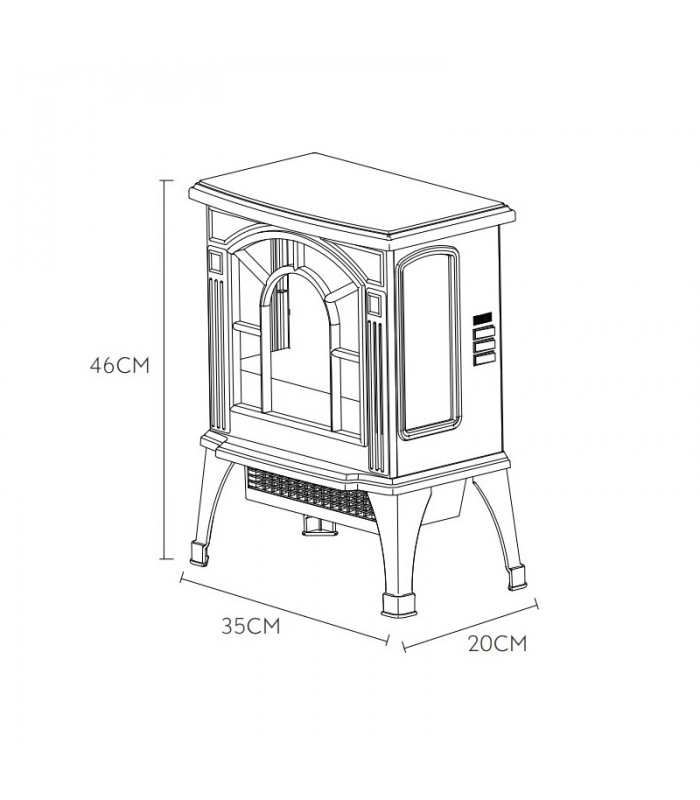 Calefactor Cerámico ABADIA Efecto Chimenea 1500W Negro