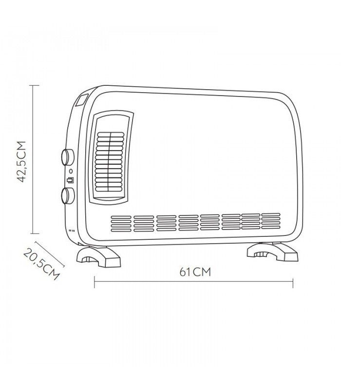 Calefactor Convector Turbo BENGALA 2000W Blanco/Gris