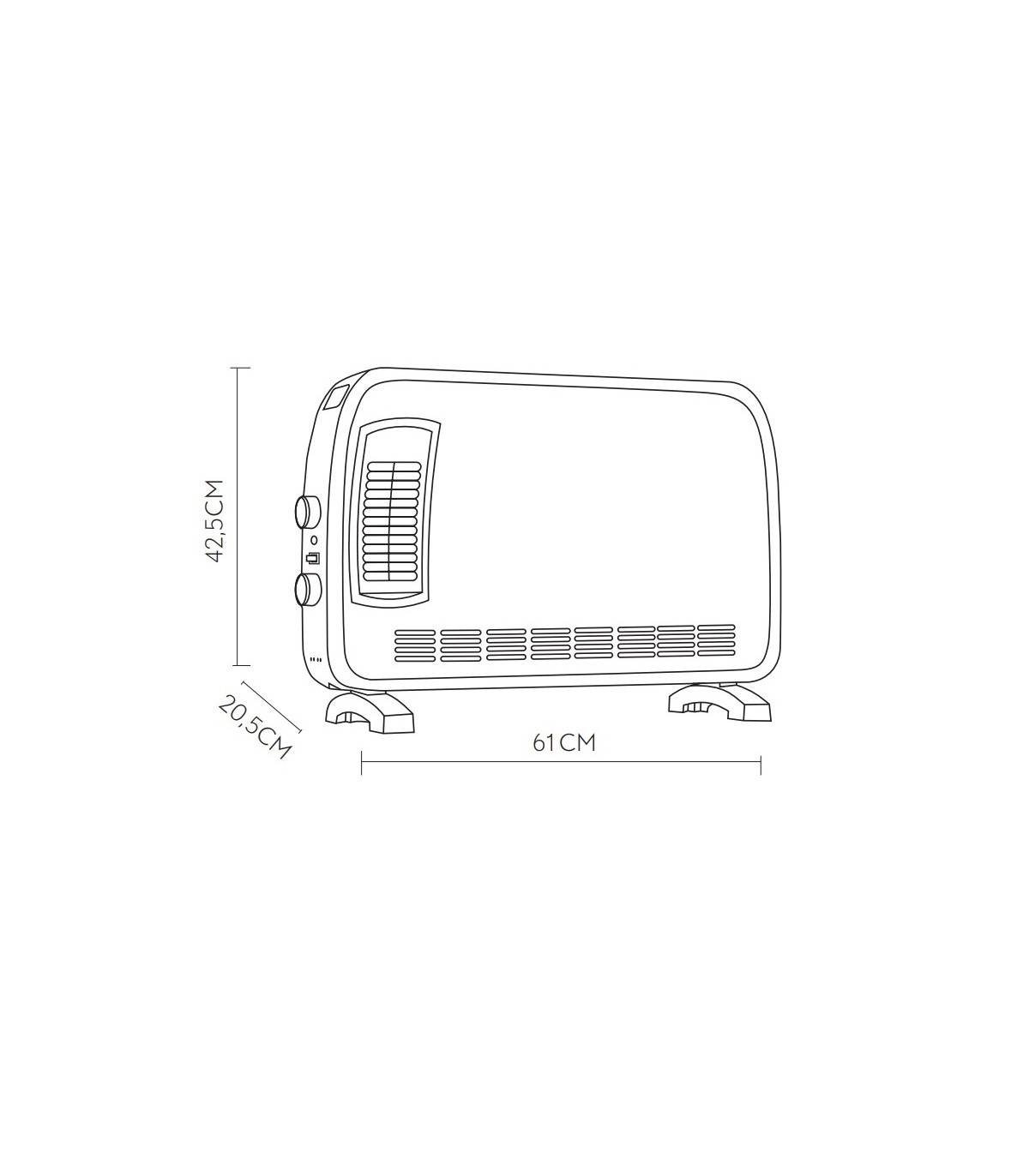 Calefactor Convector Turbo BENGALA 2000W Blanco/Gris