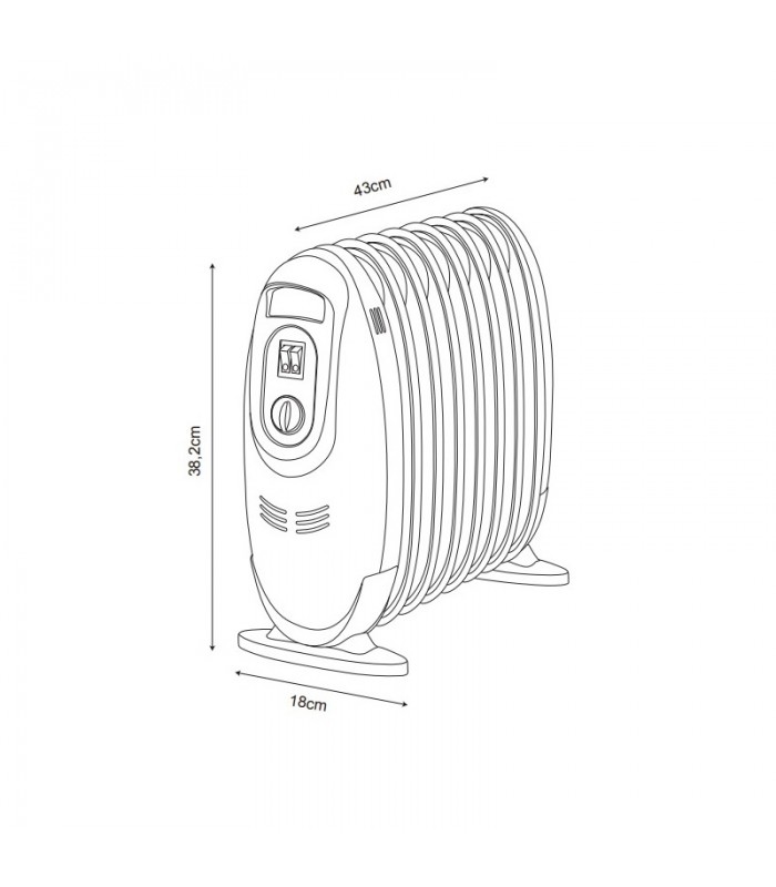 Radiador de Aceite Mini IRLANDA 1200W Blanco 9 Elementos