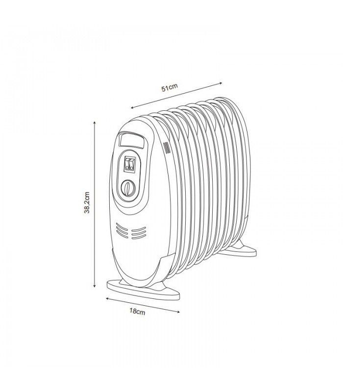 Radiador de Aceite Mini IRLANDA 1500W Blanco 11 Elementos