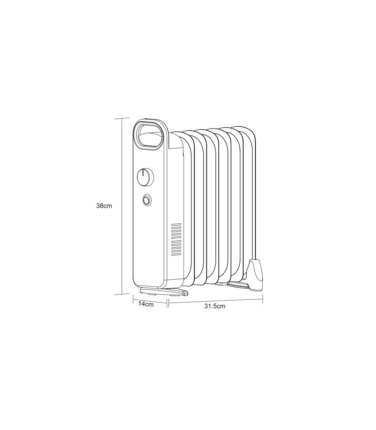 Radiador de Aceite Mini LAPACHO 800W Negro 7 Elementos