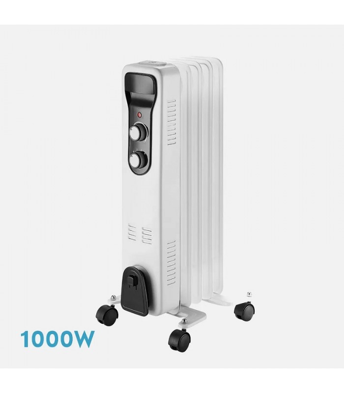 Radiador de Aceite BRASILIA 1000W Blanco/Negro 5 Elementos