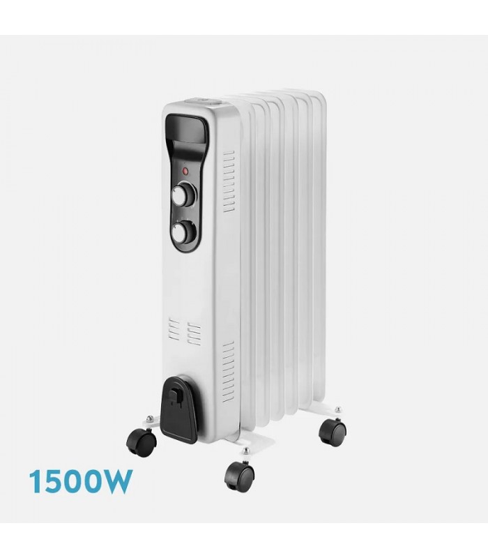 Radiador de Aceite BRASILIA 1500W Blanco/Negro 7 Elementos