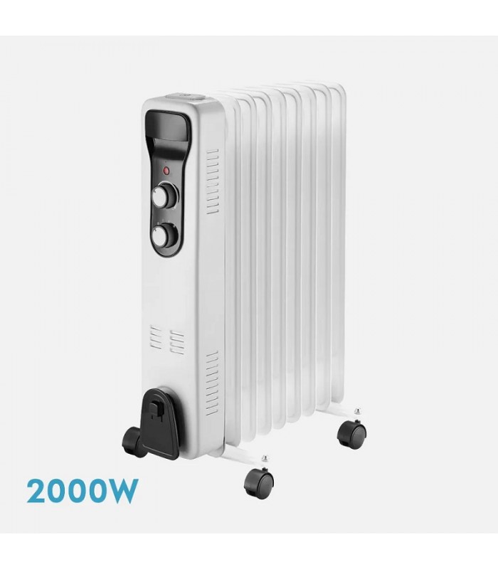 Radiador de Aceite BRASILIA 2000W Blanco/Negro 9 Elementos