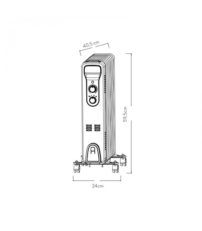 Radiador de Aceite BRASILIA 2000W Blanco/Negro 9 Elementos