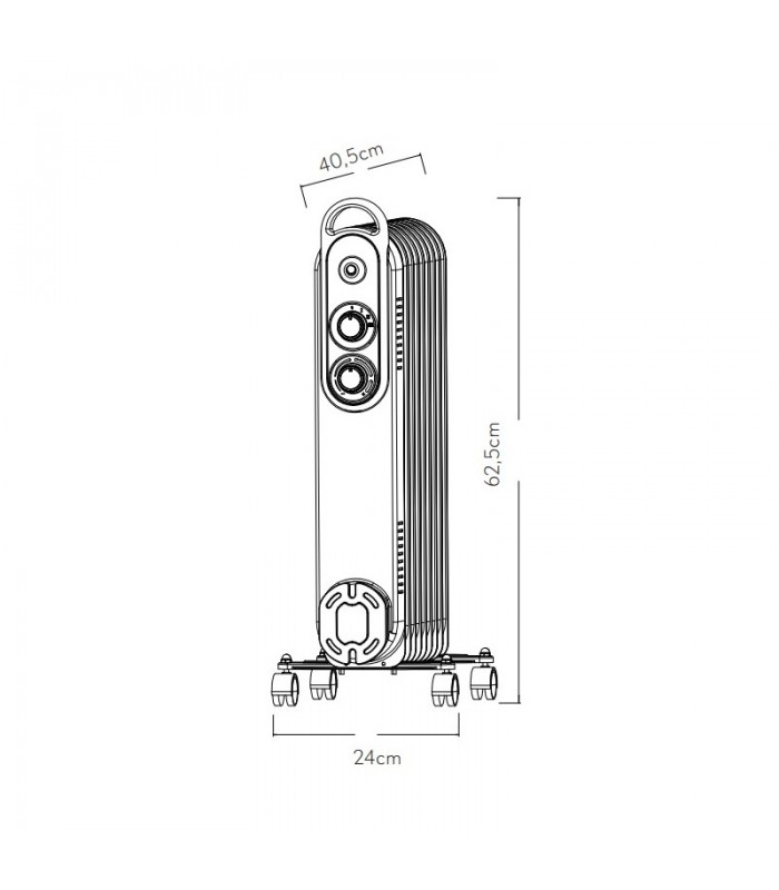 Radiador de Aceite AMARANTUS 2000W Negro/Beis 9 Elementos