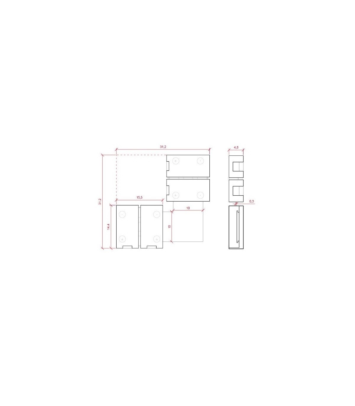 Ficha en forma de L para unir tiras de LED 10mm
