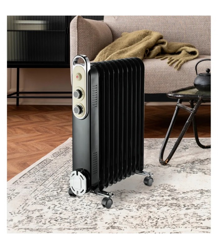 Radiador de Aceite AMARANTUS 2500W Negro/Beis 11 Elementos