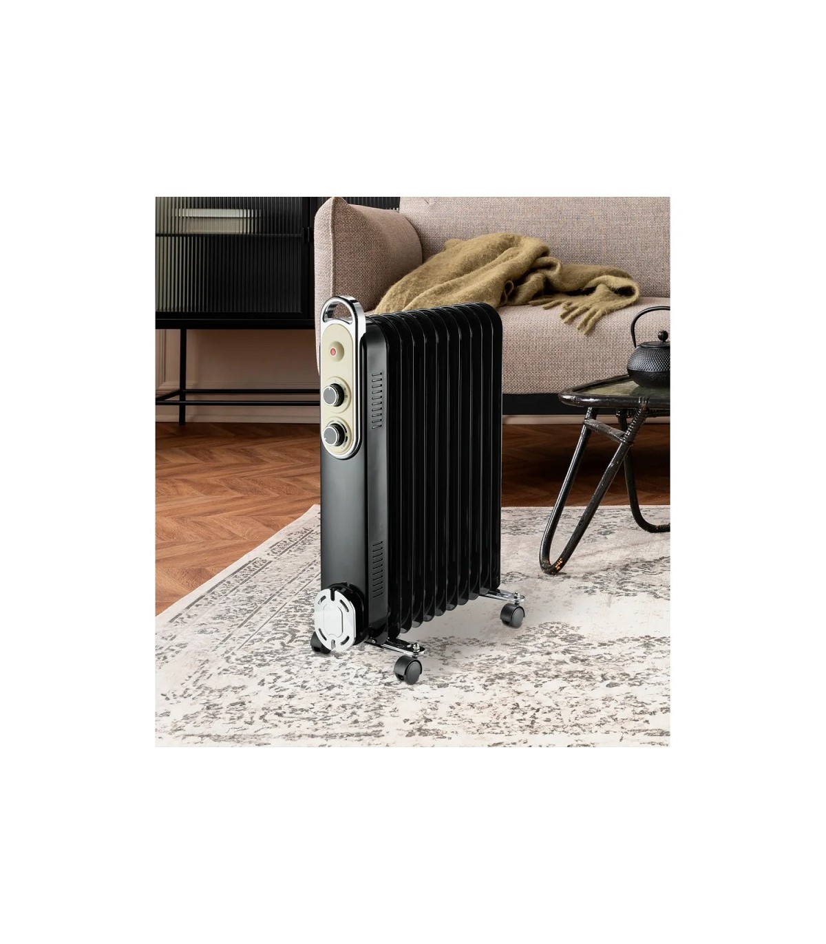 Radiador de Aceite AMARANTUS 2500W Negro/Beis 11 Elementos