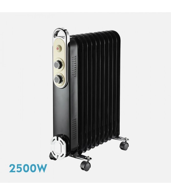 Radiador de Aceite AMARANTUS 2500W Negro/Beis 11 Elementos