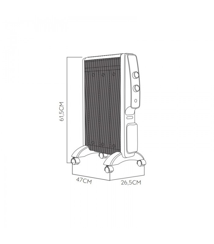 Radiador de Mica ABRIGO 1500W Blanco/Plata