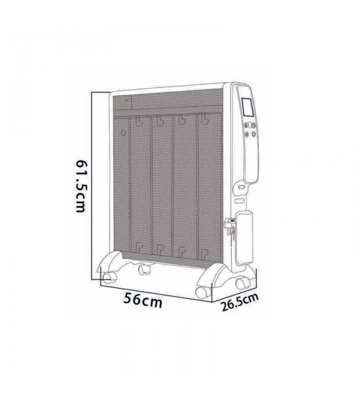 Radiador de Mica ABRIGO Digital 2000W Blanco/Plata