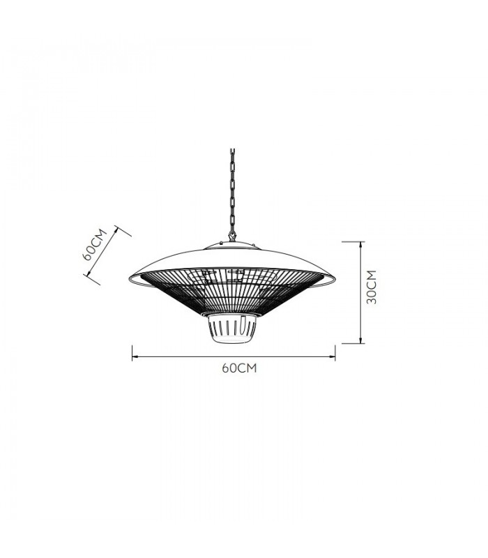 Estufa colgante de Exterior Halógena KOEL 2000W Plata