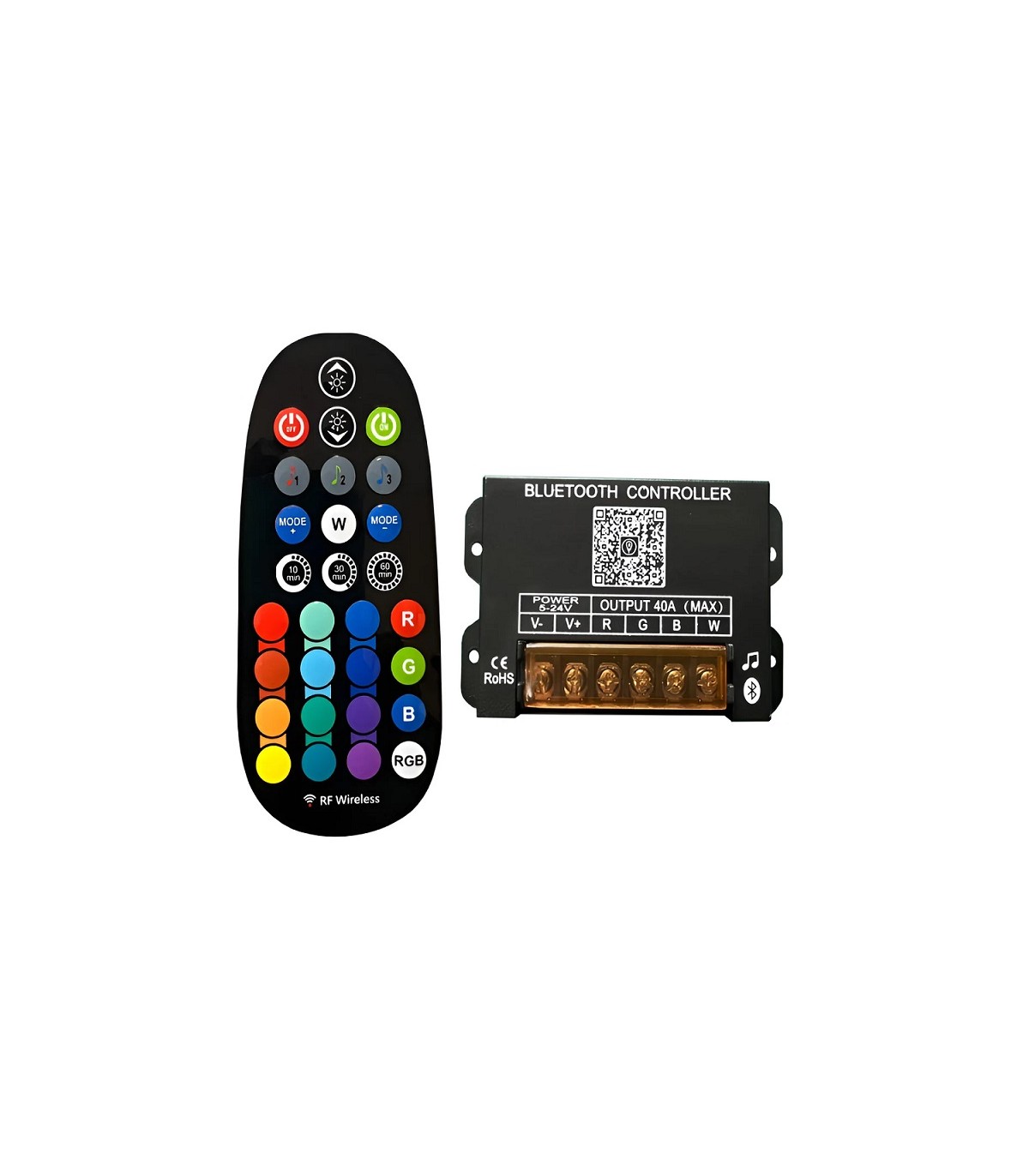 Controlador Musical Bluetooth App RF RGBW 5/24VDC Máx.40A
