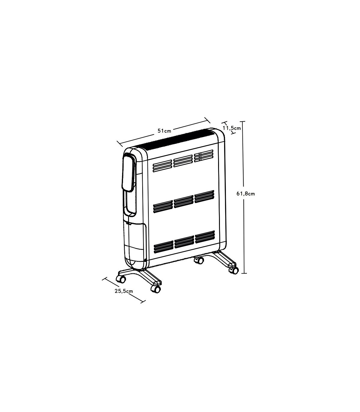 Emisor Térmico de Aluminio ALPINO 1500W Negro