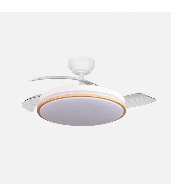 Ventilador RELAMPAGO DC 60W 6980Lm 3 Aspas Blanco/Haya CCT