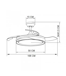 Ventilador de Techo TEMPANO Blanco DC 59W 6980Lm 4 Aspas CCT