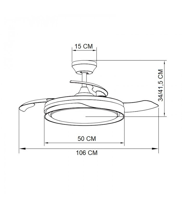 Ventilador de Techo TEMPANO Blanco DC 59W 6980Lm 4 Aspas CCT