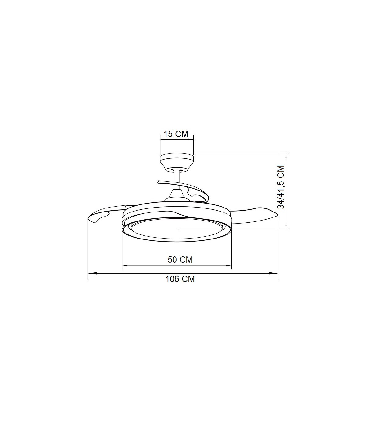 Ventilador de Techo TEMPANO Blanco DC 59W 6980Lm 4 Aspas CCT