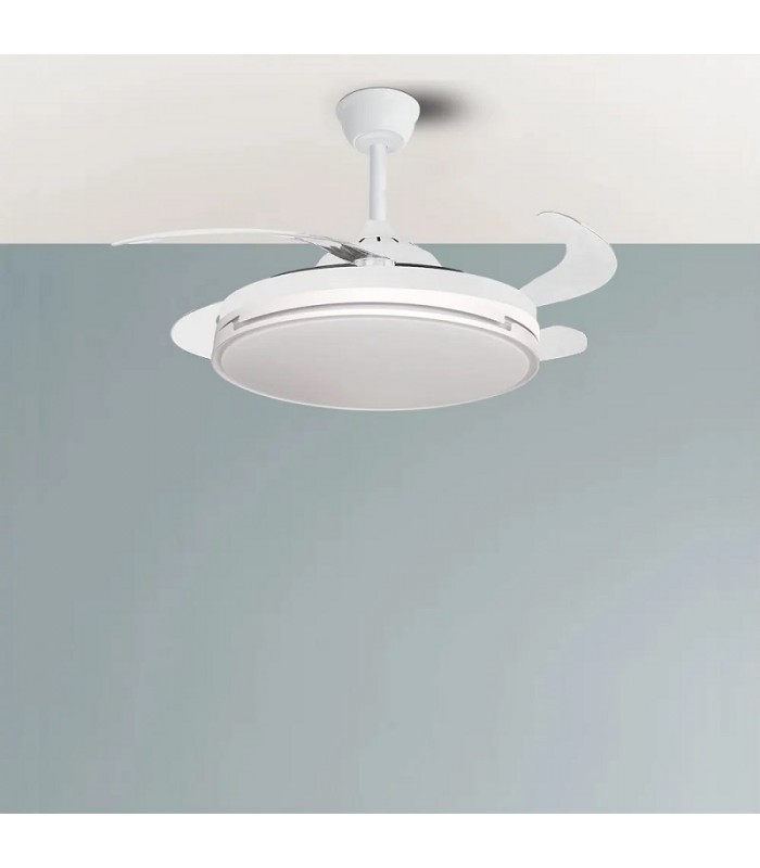 Ventilador PAPIRO DC 59W 6980Lm 4 Aspas Blanco CCT