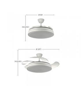 Ventilador Escorpión DC 59W 6980Lm 4 Aspas Blanco CCT